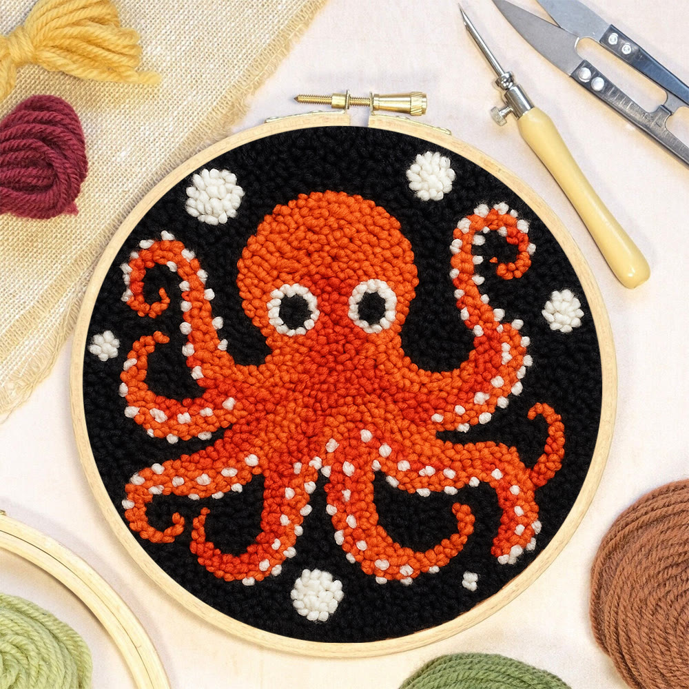 Funny Octopus Punch Needle Kit - Creative Handmade Coaster | Unique Home Decor - image 6