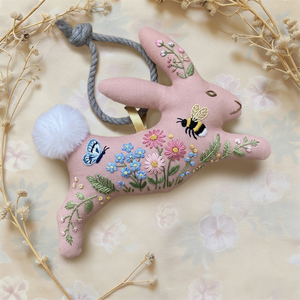 Rubbyoo Rabbit Embroidery Kit - Pink Rabbit  | Diy Floral Art | Easter Handmade Craft  - image 6