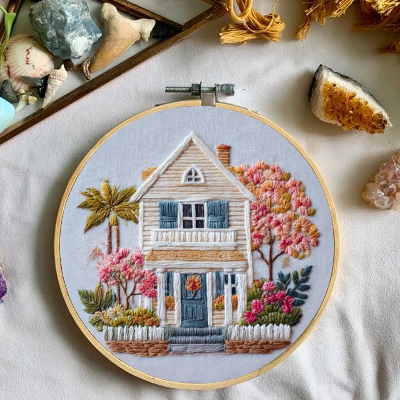 Rubbyoo Embroidery Kit - Vintage Cottage | Handmade Landscape Needlework | Diy Home Ornament - image 5