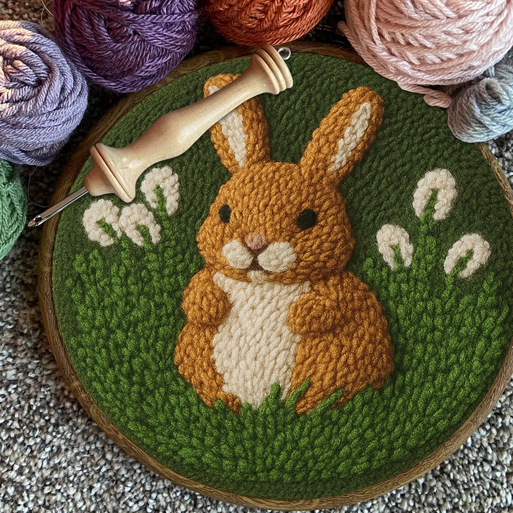 Bunny In Meadow Punch Needle Kit - Handcrafted Art | Charming Diy - image 12