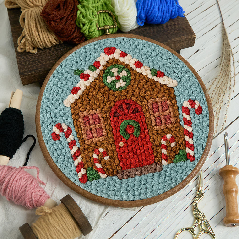 Gingerbread Cottage Punch Needle Kit – Easy-to-make Craft | Festive Table Accent - image 12