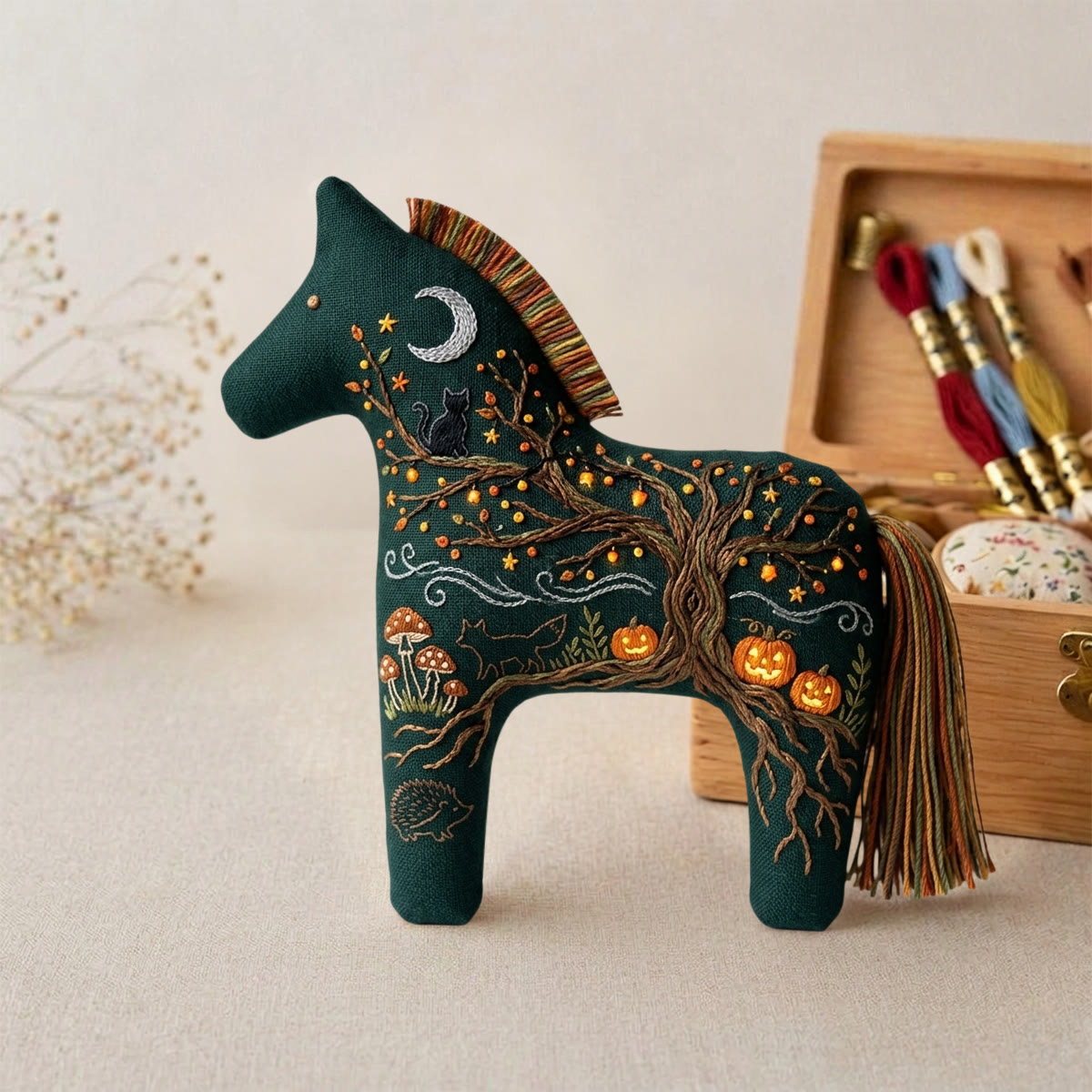 Rubbyoo Dala Horse Embroidery Kit - Ancient Tree With Roots | Halloween Handcrafted Gift | Whimsical Gothic Accessory - image 6