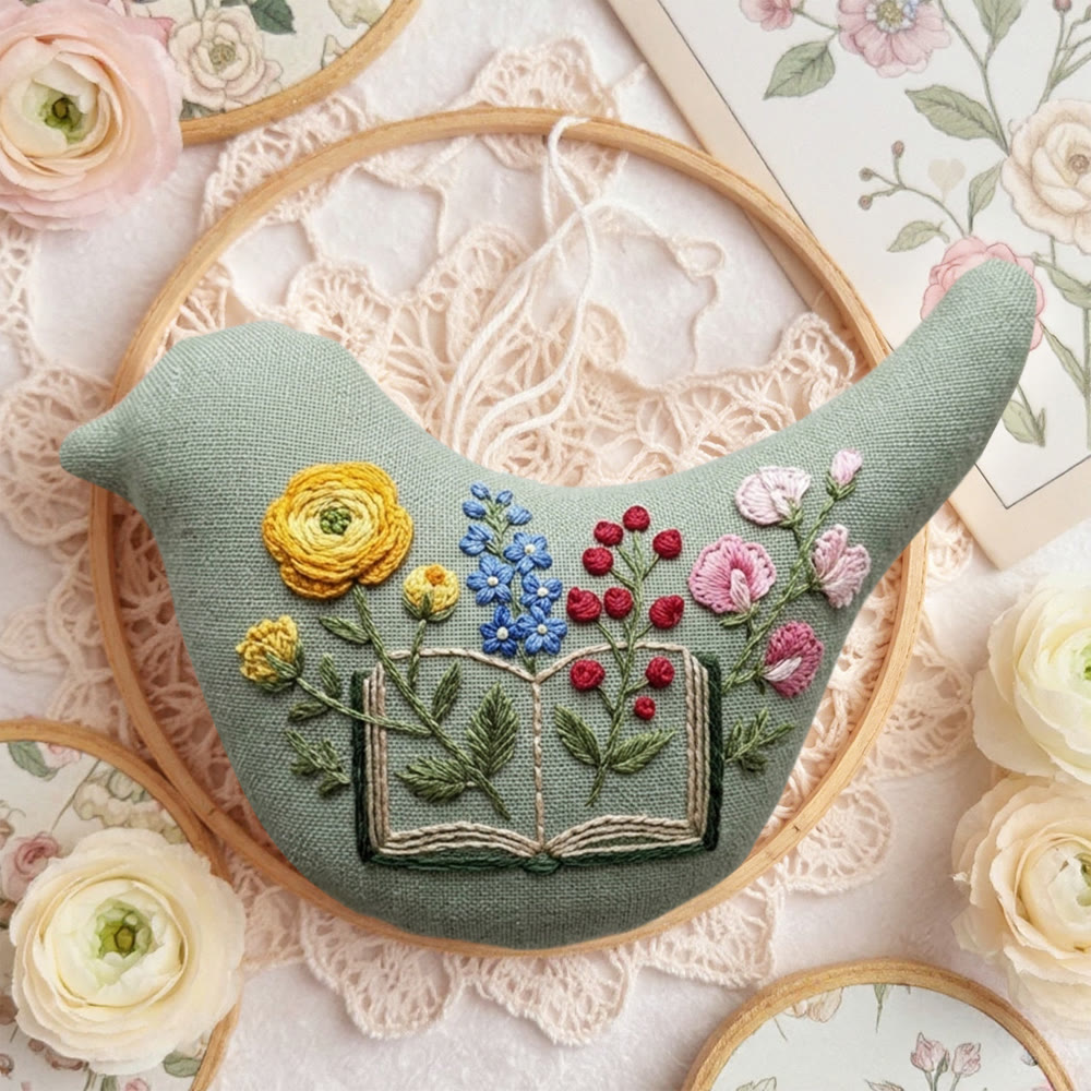 Rubbyoo Bird-shaped Embroidery Kit - Spring Time | Floral Handmade Art | Special Hanging Decor - image 6