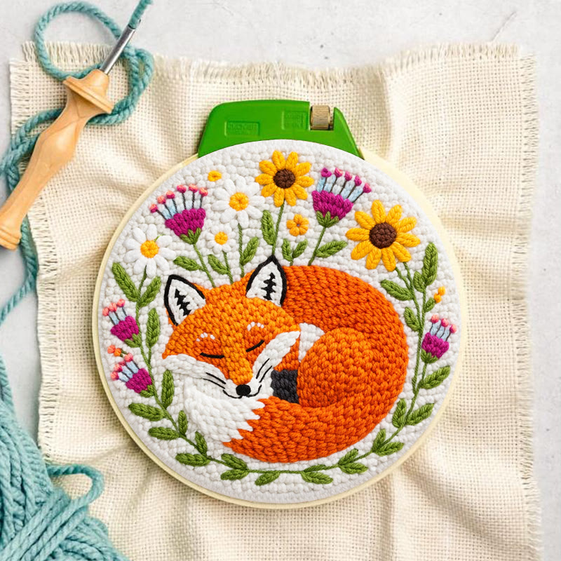 Snuggly Dozing Fox Floral Punch Needle Kit – Leading Gifting Option | Refined Artisanal Handcraft - image 6