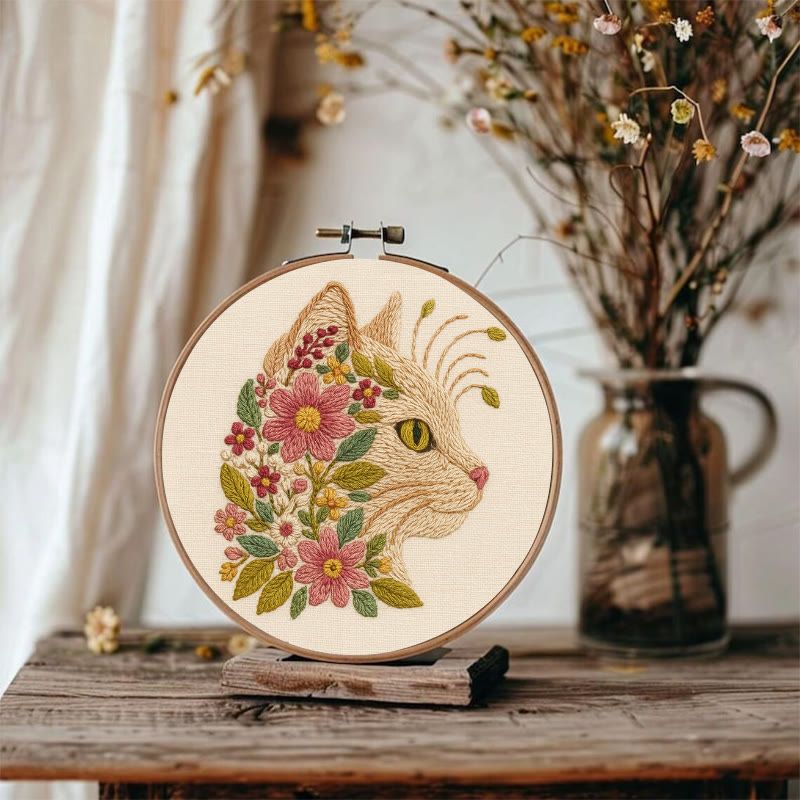 Rubbyoo Embroidery Kit - Charming Cat | Diy Floral Craft | Perfect Gift For Cat Lovers - image 6