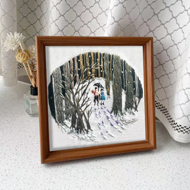 Rubbyoo Embroidery Kit - Snowy Path | Winter Landscape Craft | Perfect As Hanging Ornament  - Embroidery Kit Plus An Extra Frame - image 10