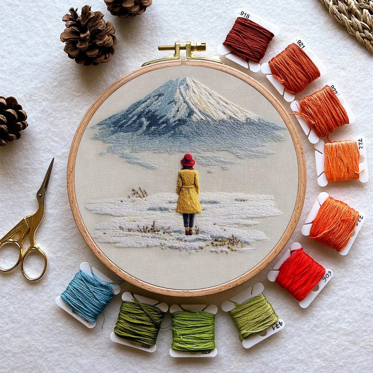 Rubbyoo Embroidery Kit - Snow Mountain | Diy Landscape Craft | Easy Stitch Hoop Art  - image 10