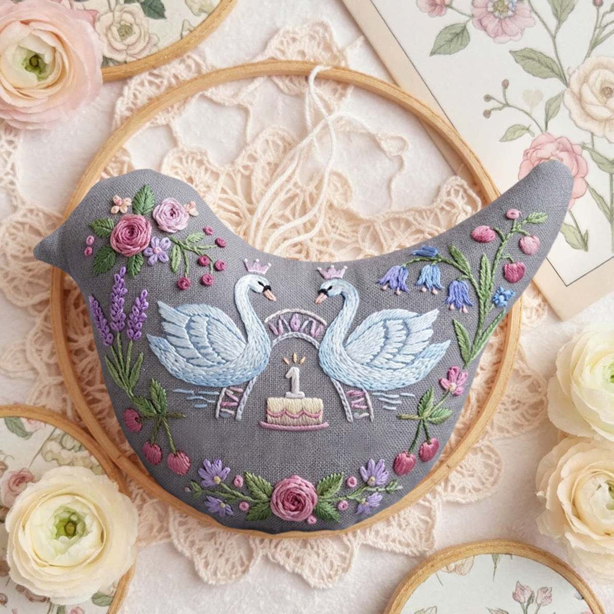 Rubbyoo Bird-shaped Embroidery Kit - Vintage Swan | Perfect Gift For Animal Lovers | Stylish Backpack Charm - image 5