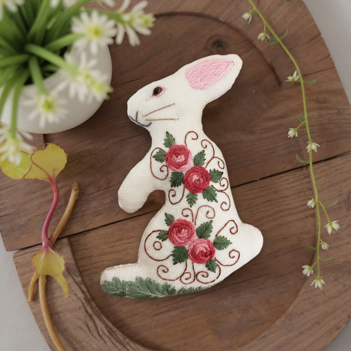 Rubbyoo Rabbit Embroidery Kit - Blooming Rose | Floral Stitch Art  | Perfect Handmade Craft For Mom - image 9