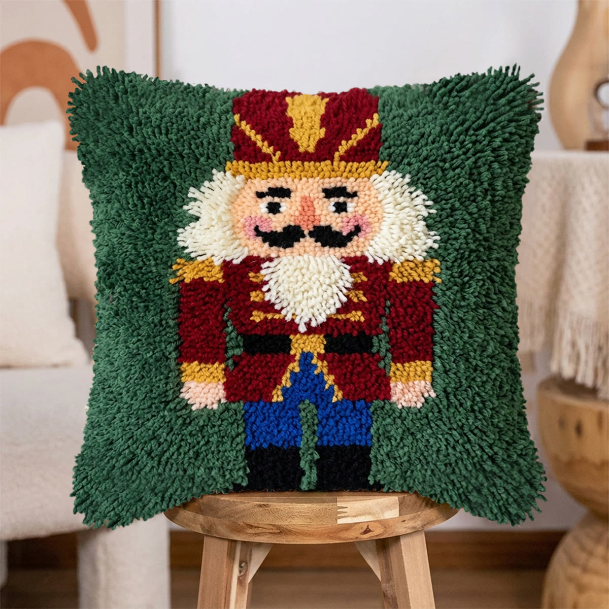 Rubbyoo Latch Hook Pillow Kit - Nutcracker Soldier | Holiday Decorative Craft | Diy Pillow Cover  - image 6