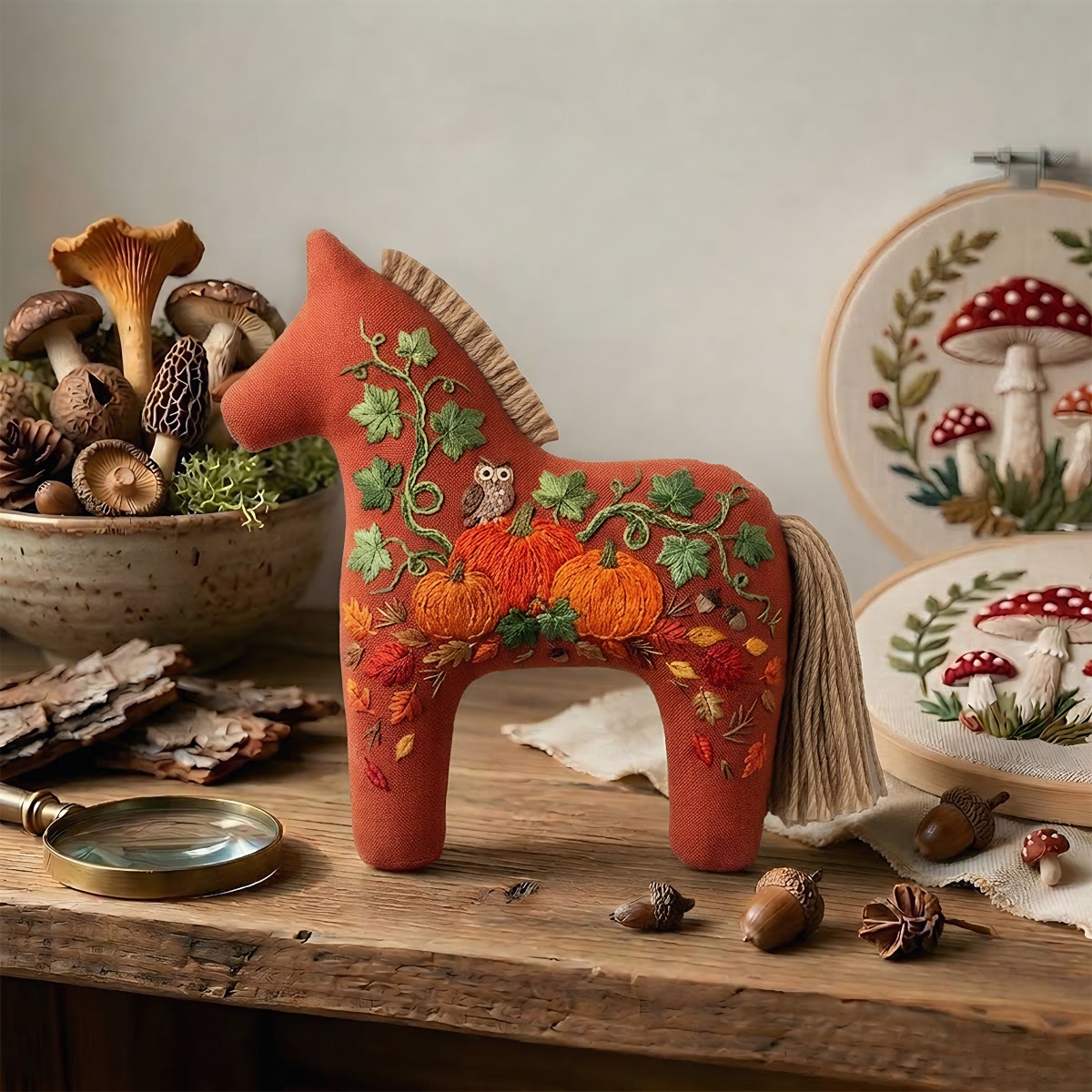 Rubbyoo Dala Horse Embroidery Kit - Pumpkin Patch | Cozy Gift For Friend | Bag Charm - image 7