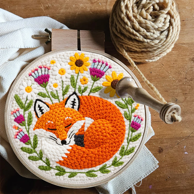 Snuggly Dozing Fox Floral Punch Needle Kit – Leading Gifting Option | Refined Artisanal Handcraft - image 8