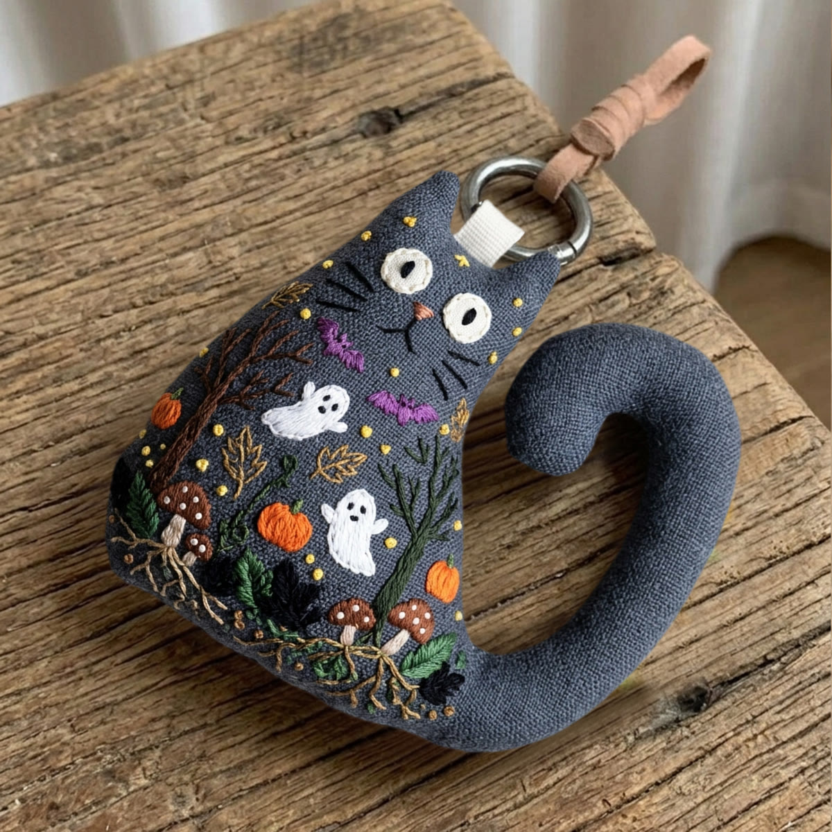 Rubbyoo Cat Embroidery Kit - Mushroom And Ghost | Unique Keepsake For Cat Lovers | Goblincore Home Decor Accent - image 7