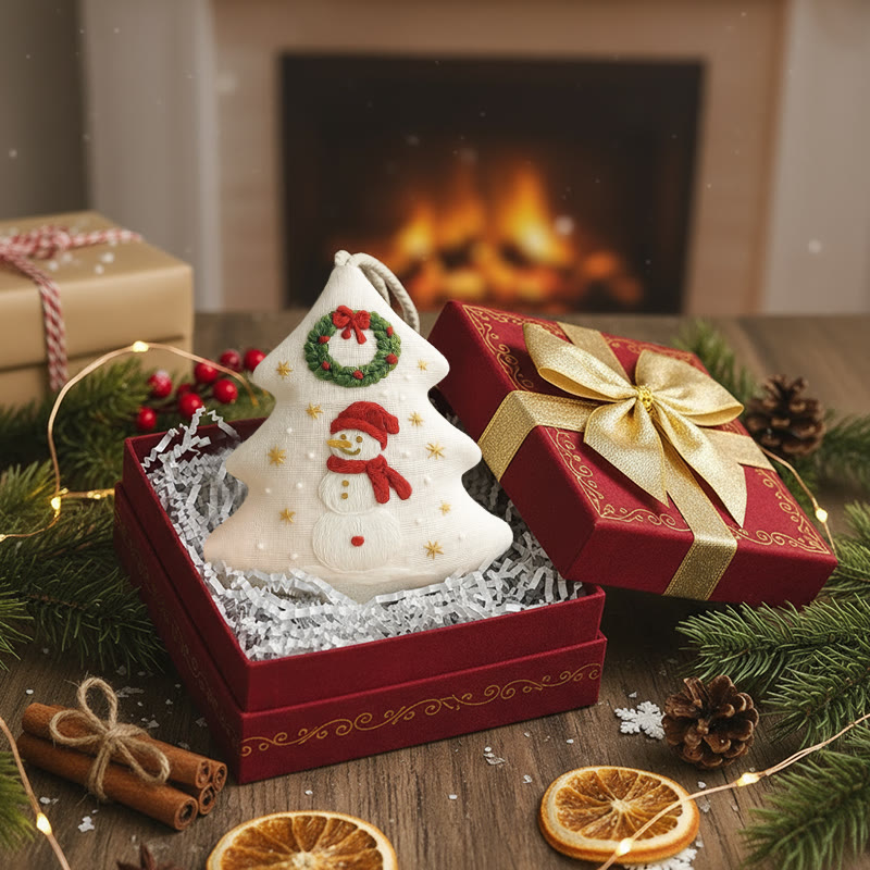 Rubbyoo Tree-shaped Embroidery Kit - Snowman | Winter Handmade Craft | Festive Home Accent - image 5