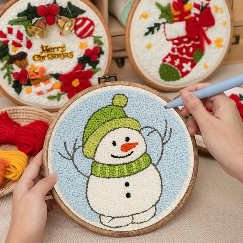  Little Snowman Punch Needle Kit - Cute Christmas Hanging | Easy Handmade Art - image 7