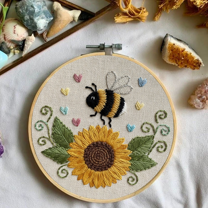Rubbyoo Embroidery Kit - Sunflower Bee | Diy Floral Insect Art  | Perfect Handicraft For Beginner  - image 8