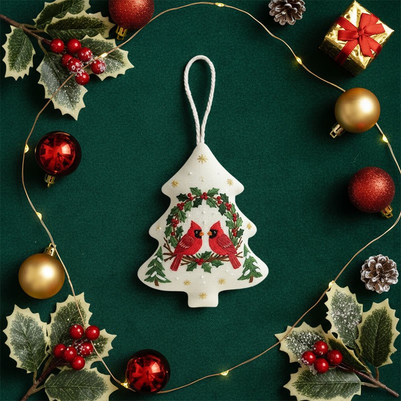 Rubbyoo Tree-shaped Embroidery Kit - Red Cardinal | Diy Christmas Decoration | Beginner Hand Embroidery Gift - image 6