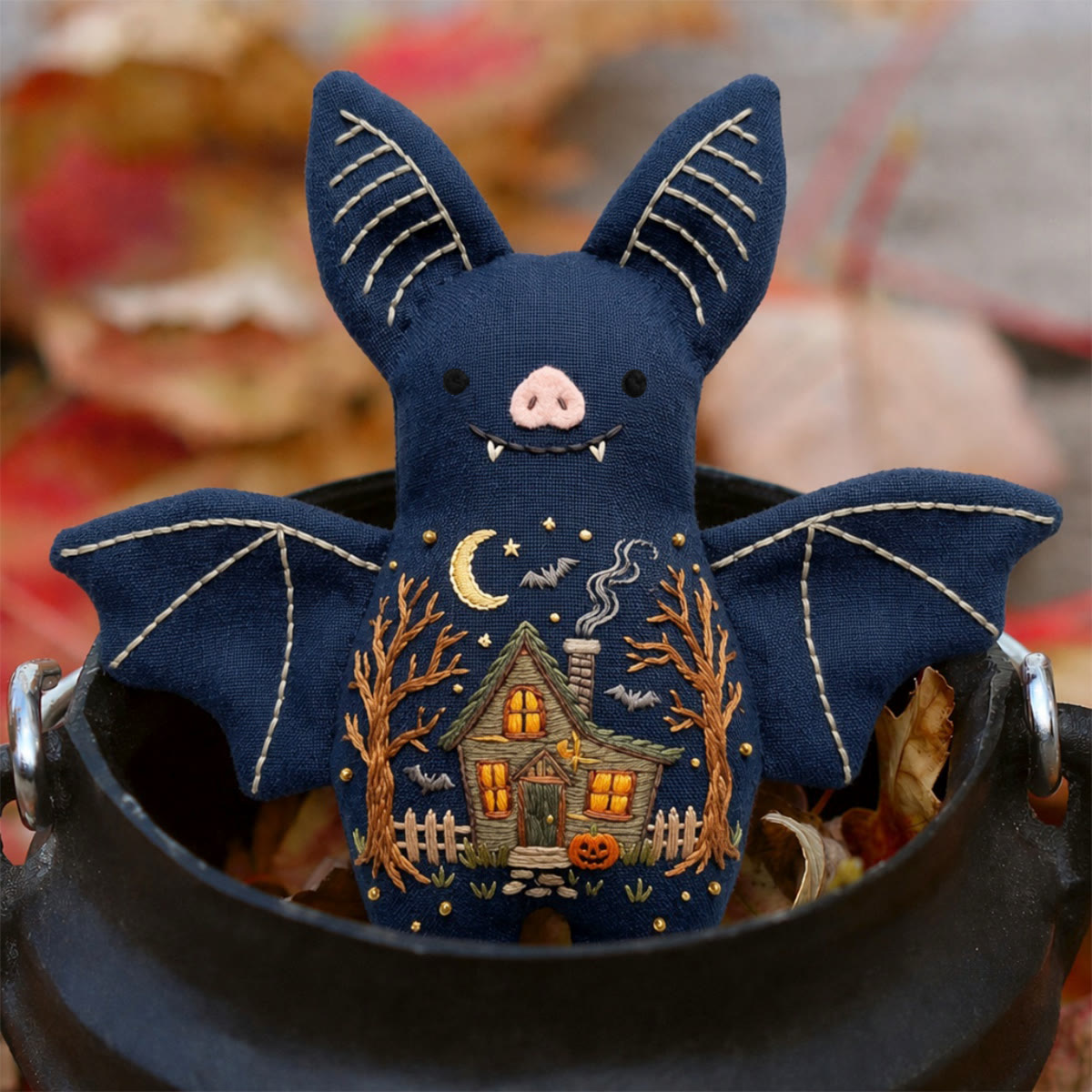 Rubbyoo Bat Embroidery Kit - Haunted House | Unique Handmade Gift | Halloween Tree Ornament - image 9
