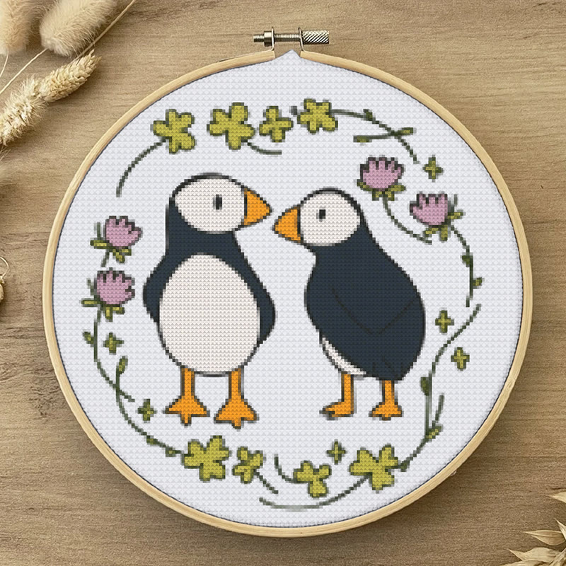  Cross Stitch Kit - Little Puffins | Animal Sewing Pattern | Diy Handmade Project - image 4