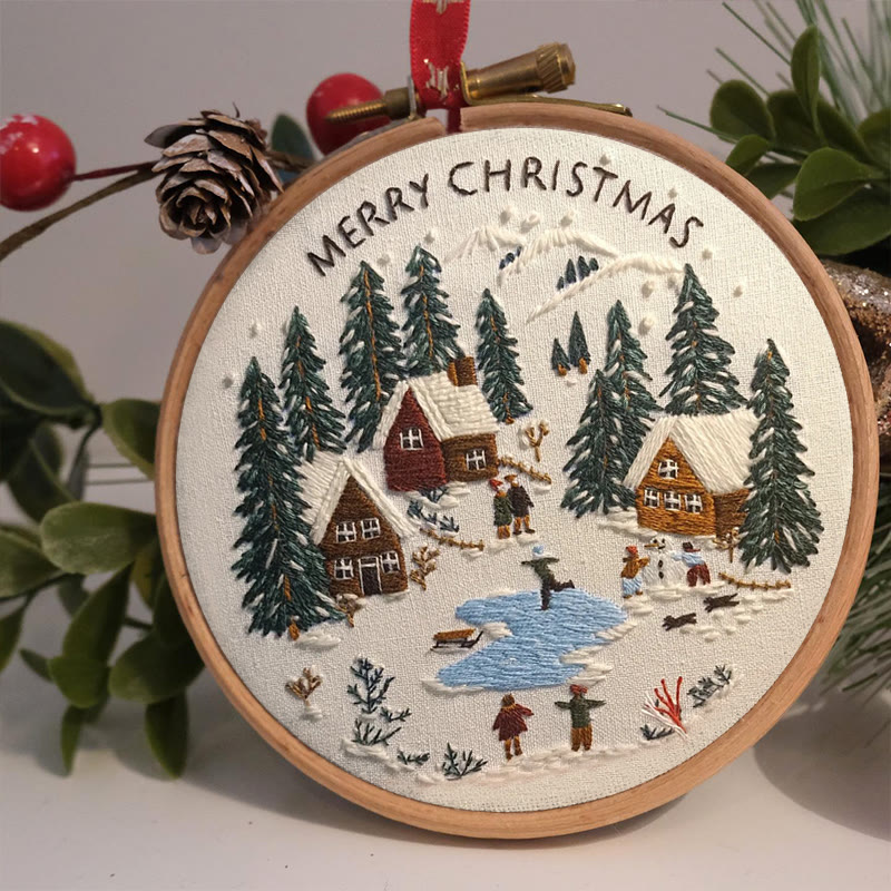 Rubbyoo Embroidery Kit - Snowy Village Scene | Handmade Crafts For Friends | Diy Christmas Needlepoint - image 4