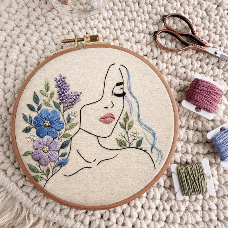 Rubbyoo Embroidery Kit - Woman With Flower | Diy Floral Craft | Easy Needle Artwork  - image 9