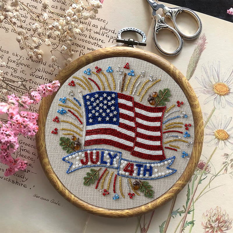 Rubbyoo Bead Embroidery Kit - 4th Of July | Diy Handmade Craft | Unique Hoop Art - image 10
