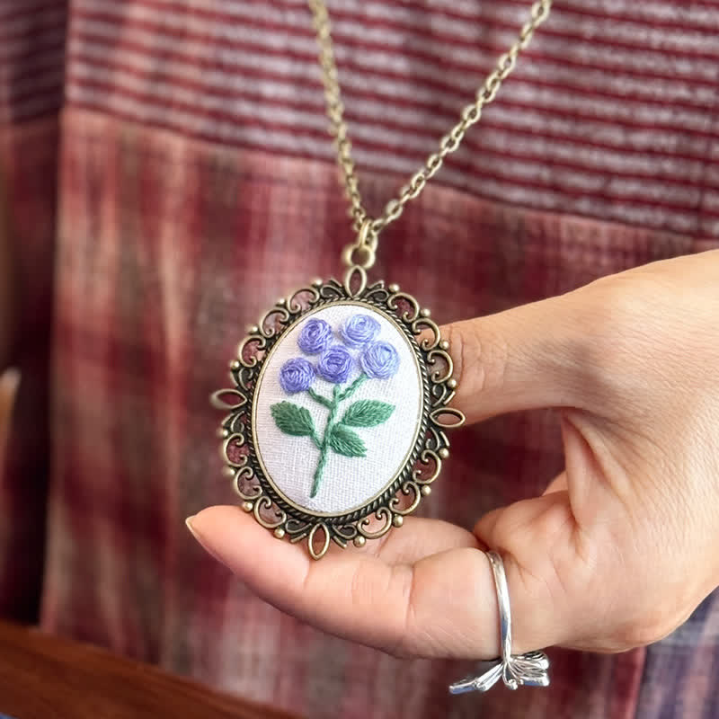 Hand Embroidered Pendant Necklace - image 4