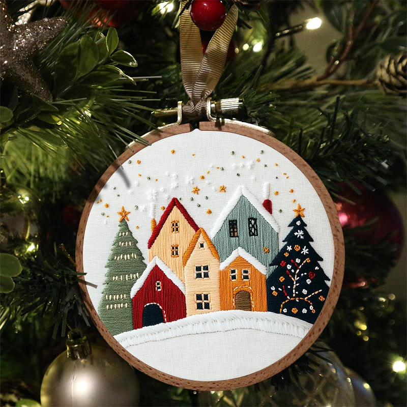 Rubbyoo Embroidery Kit - Village Snowscape | Festive Christmas Gift | Hand Embroidery Stitch Art - image 7