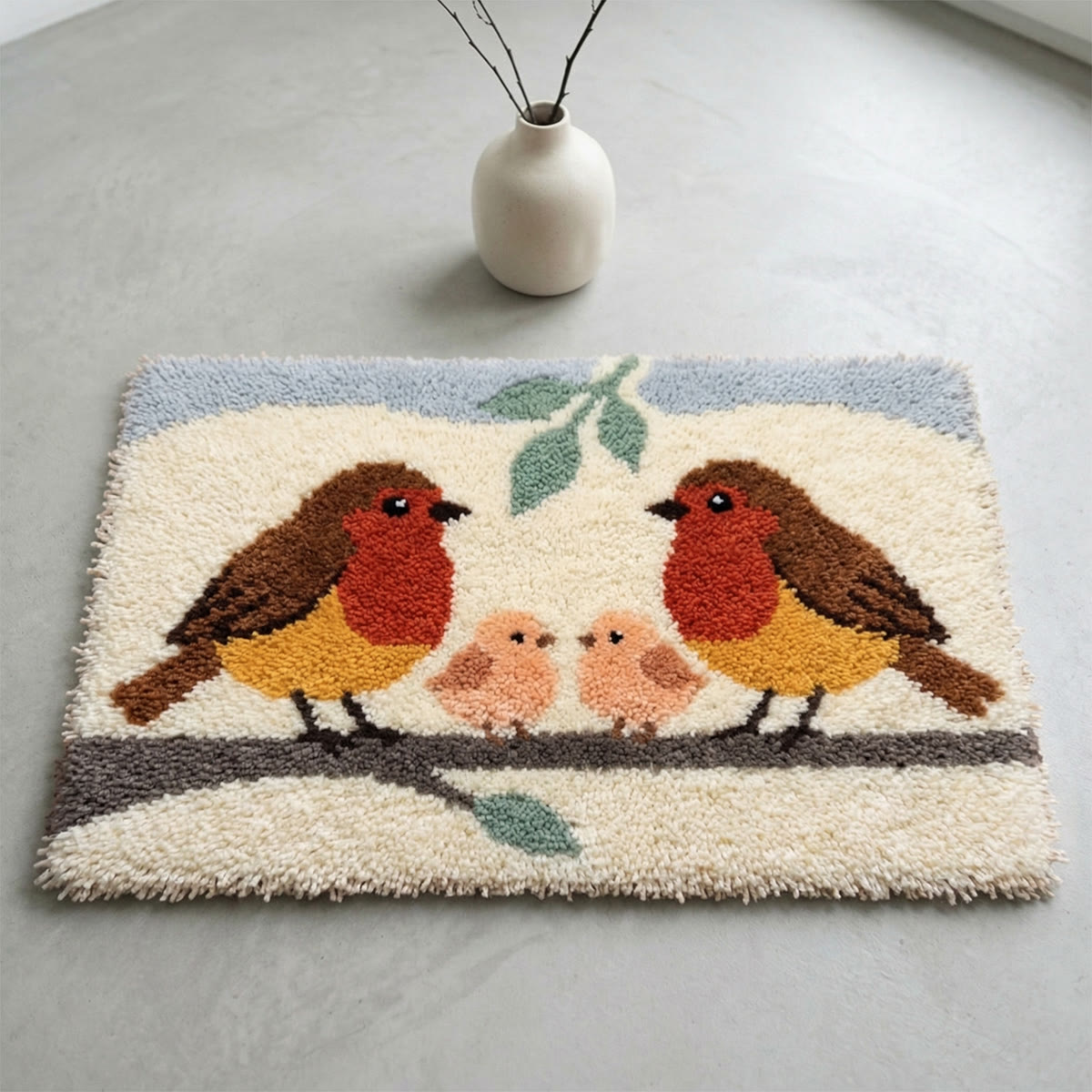 Rubbyoo Latch Hook Rug Kit - Robin Family | Diy Welcome Doormat | Handmade Home Decor - image 8
