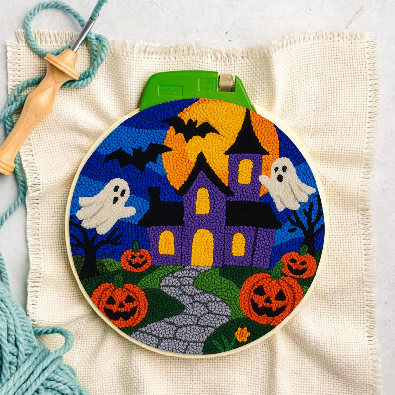 Halloween Night Punch Needle Kit - Spooky Castle Craft | Diy Needle Artwork - image 9
