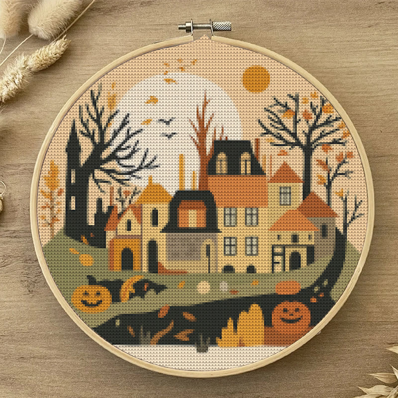  Cross Stitch Kit - Halloween Haunted House | Diy Holiday Ornament | Autumn Town Handicraft  - image 7