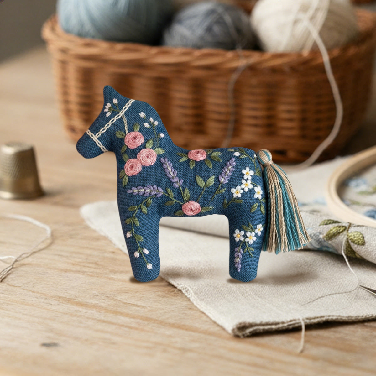 Rubbyoo Dala Horse Embroidery Kit - Little Flower | Diy Holiday Decor | Beginner Handmade Craft - image 4