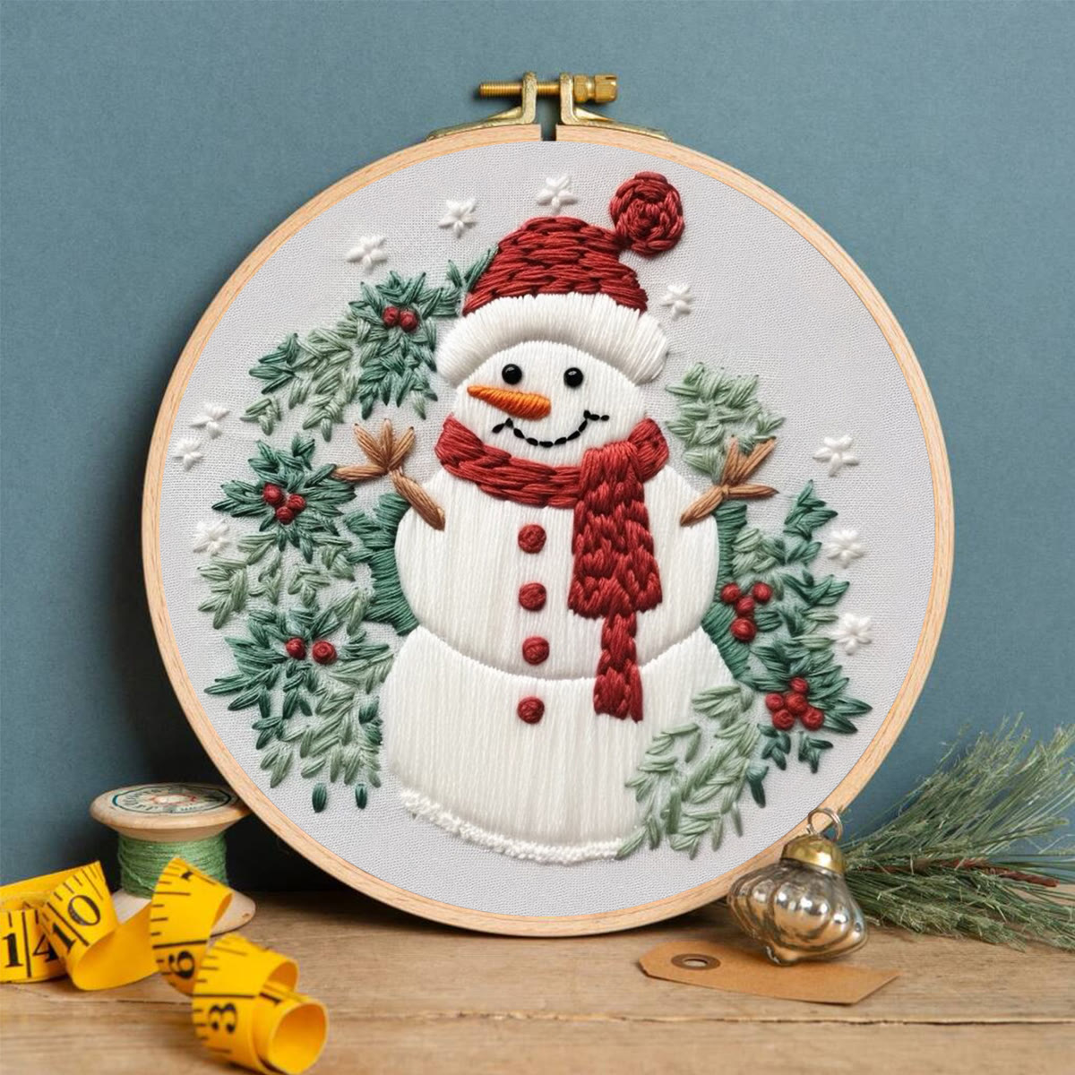 Rubbyoo Embroidery Kit - Cute Snowman | Winter Needle Craft | Handmade Holiday Gift - image 5