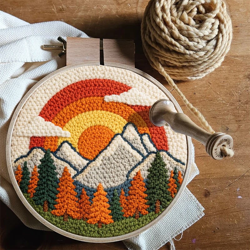 Vibrant Rainbow Mountain Sunrise Punch Needle Kit – Cheerful Handcraft Creation | Newbie-friendly Diy Project - image 7