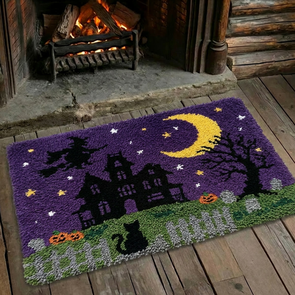 Rubbyoo Latch Hook Rug Kit - Haunted House | Halloween Spooky Gift | Entryway Welcome Mat - image 8
