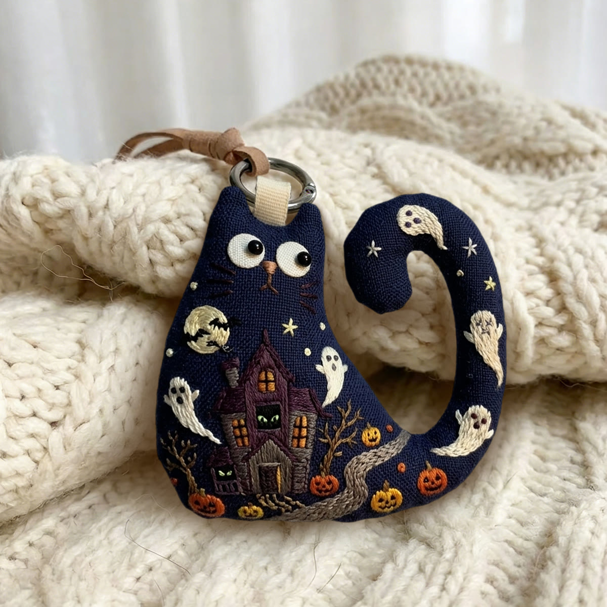 Rubbyoo Cat Embroidery Kit - Haunted House | Unique Handmade Keepsake | Creepy Cute Bag Charm - image 4