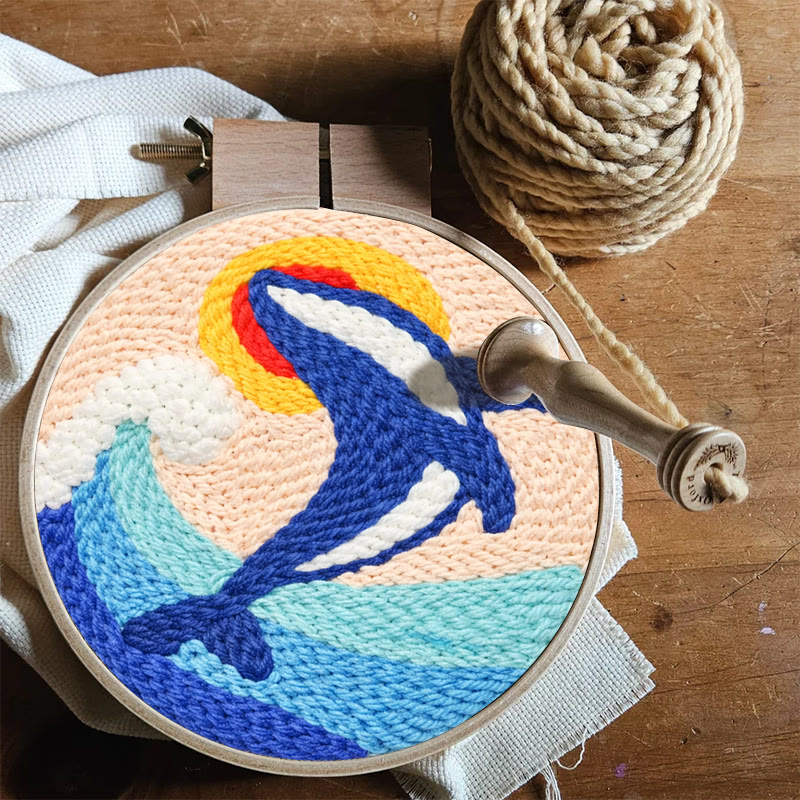 Leaping Orca Wave Punch Needle Kit - Easy Diy Project | Vibrant Home Statement - image 7