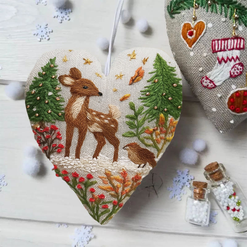 Rubbyoo Heart Embroidery Kit - Winter Elk | Diy Christmas Tree Decor | Unique Handmade Gift - image 5