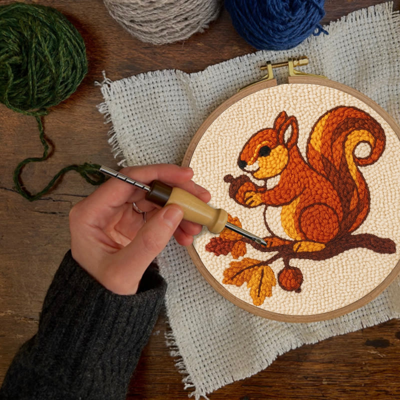  Little Squirrel Punch Needle Kit - Cute Animal Artcraft |  Beginner Handmade Coaster - image 6