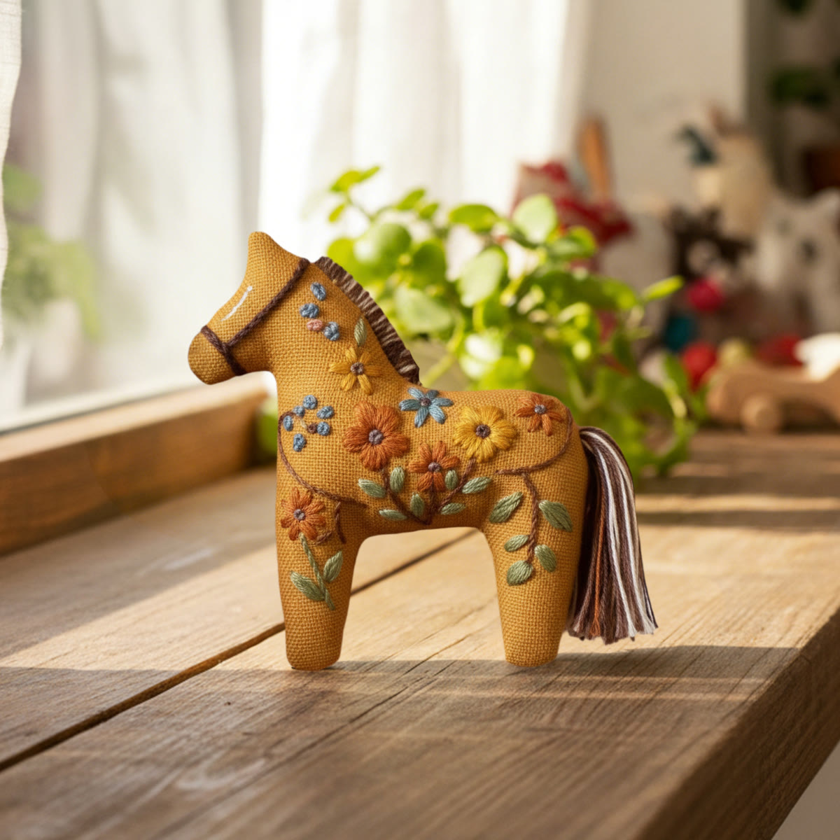 Rubbyoo Dala Horse Embroidery Kit - Yellow Wildflower Vine | Simple Handwork | Sweet Table Decoration - image 5