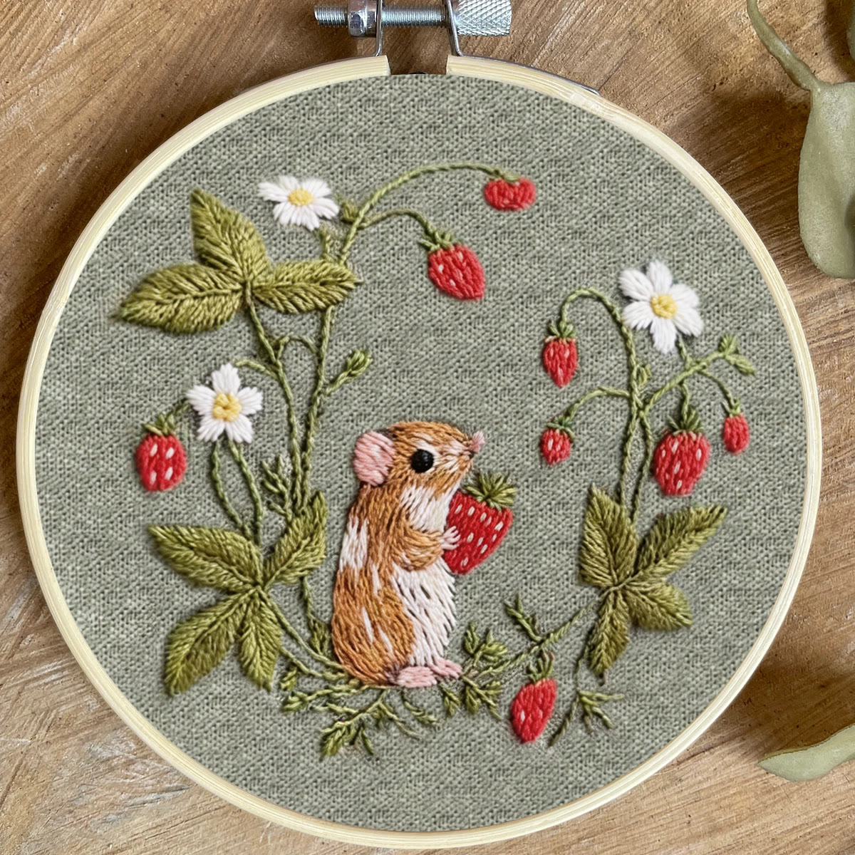 Rubbyoo Embroidery Kit - Mouse With Strawberry | Adorable Handmade Collection | Sewing Wallhanging Art - image 7