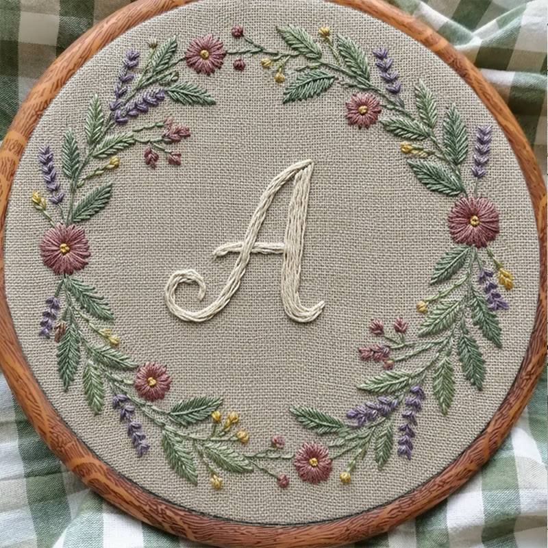 Rubbyoo Embroidery Kit - Alphabet Floral Wreath | 26 Letter Handmade Craft | Diy Wall Hanging Decoration - image 4