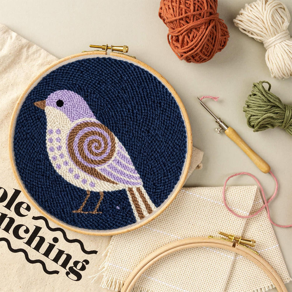 Little Bird Punch Needle Kit - Diy Yarn Craft | Handmade Hanging Ornament - image 9