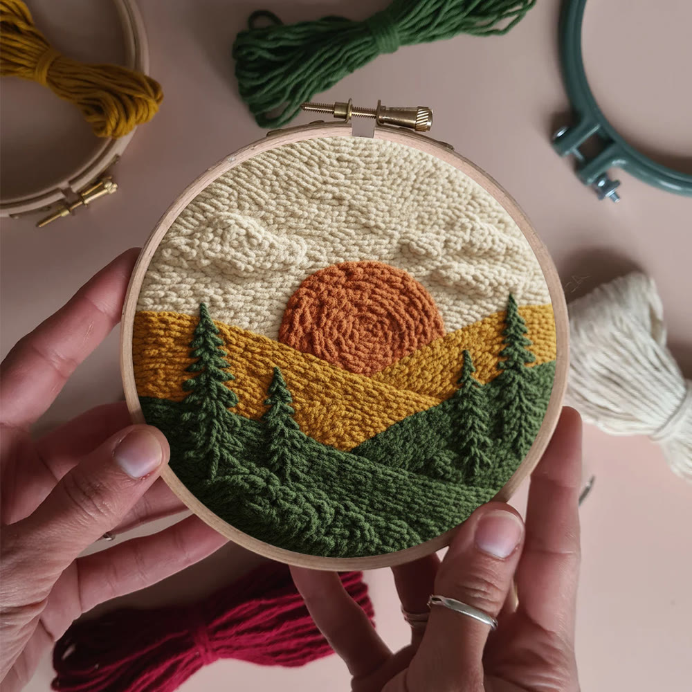 Autumnal Sunset Mountain Forest Punch Needle Kit – Top Gifting Choice | Cozy Warm Home Decor - image 6