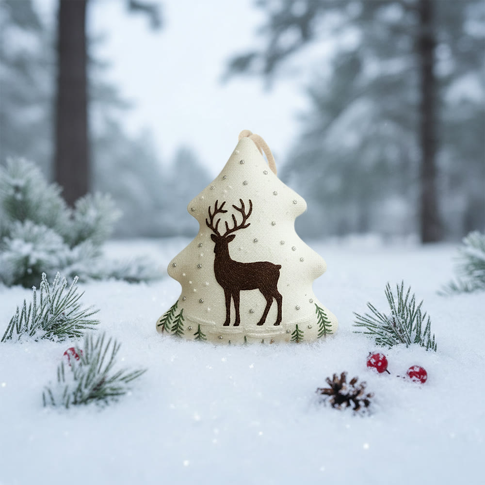 Rubbyoo Tree-shaped Embroidery Kit - Winter Deer And Pine Sprigs | Gentle Winter Stitching | Thoughtful Holiday Gift - image 9