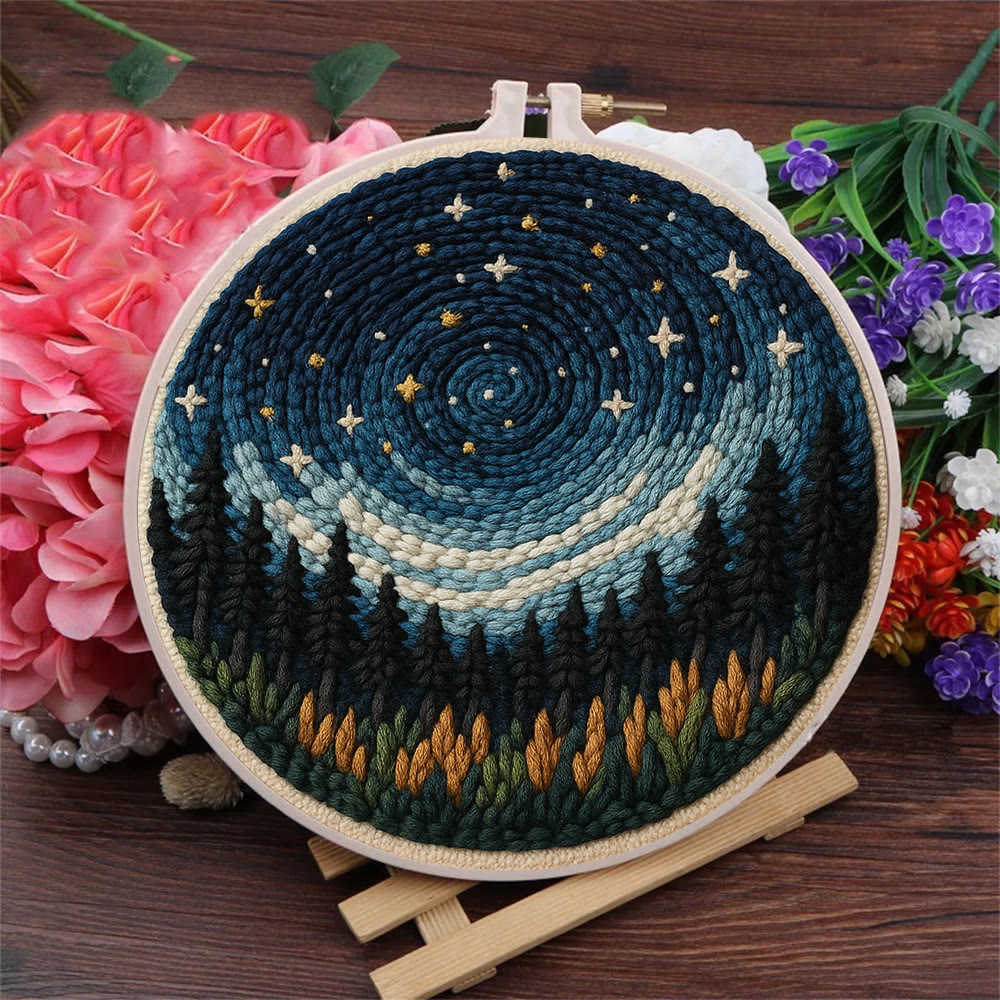 Shining Starry Sky Punch Needle Kit - Diy Punch Needle Coaster | Night Scenery Handicraft | Nice Birthday Gifts  - image 4