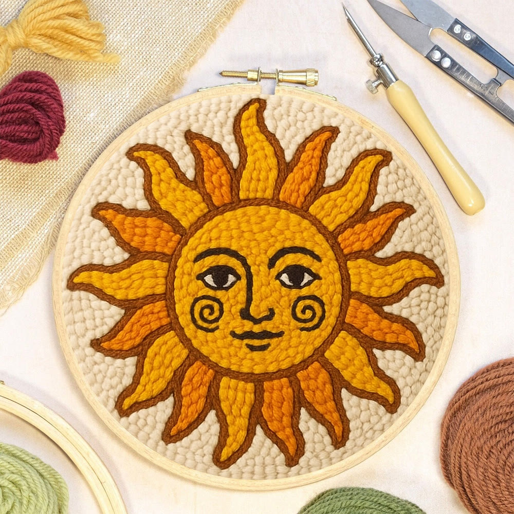 Cheerful Smiling Sun Punch Needle Kit – Playful Gifting Option | Entry-Level Handcraft Project - image 7