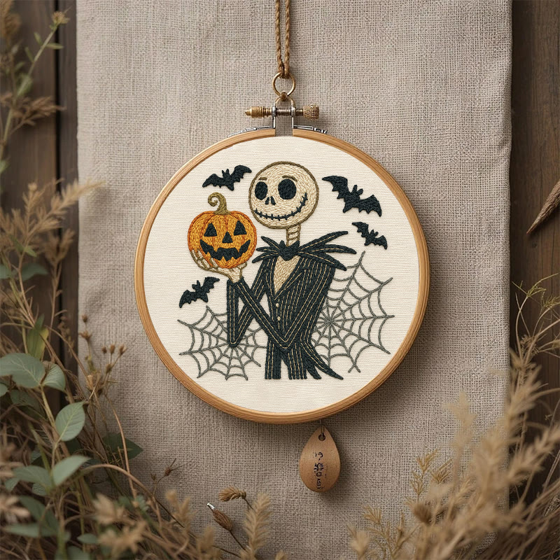 Rubbyoo Embroidery Kit - Skull Ghost In Suit |  Hoop Art For Halloween | Spooky Wall Decor - image 4