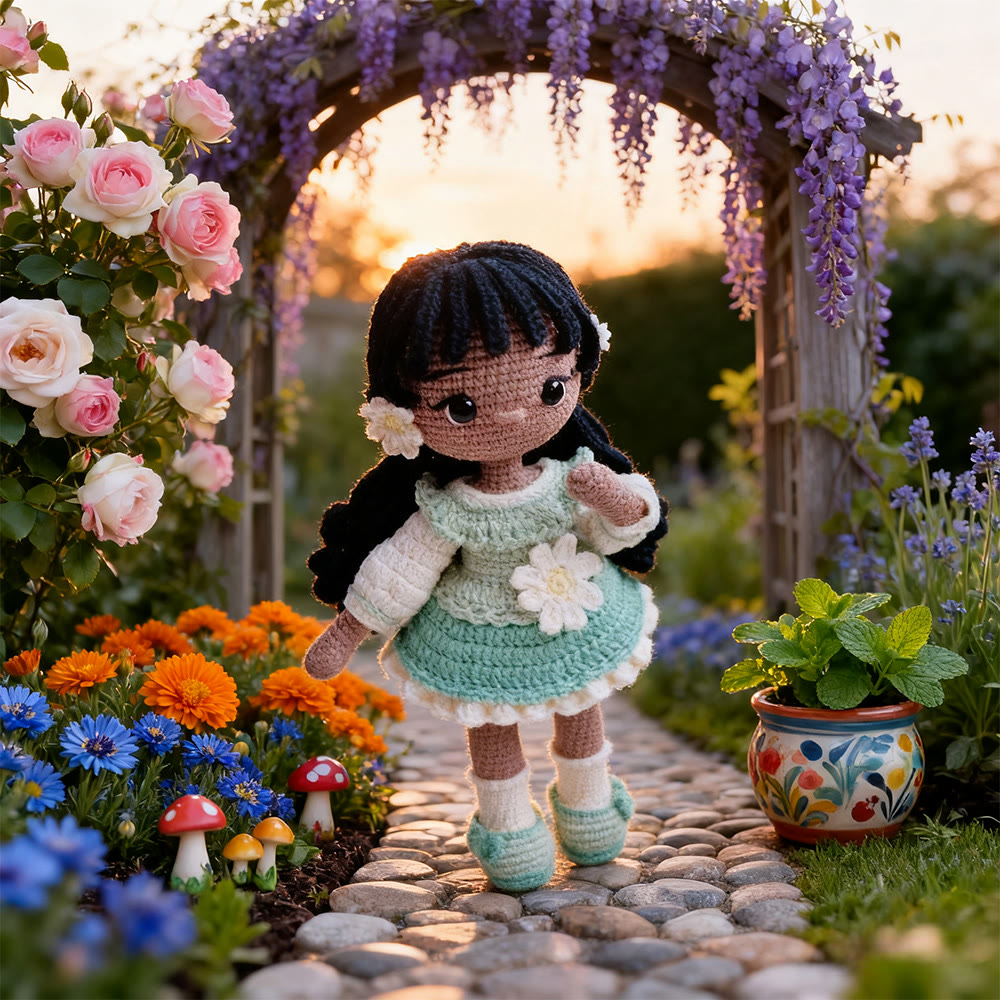 Diy Handmade Floral Girl Crochet Kit - Adorable Crocheted Doll | Birthday Craft For Her - image 4