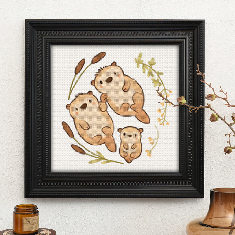  Cross Stitch Kit - Otter Family |  Lovely Animal Craft |  Diy Needlework Art - image 10
